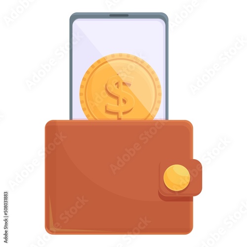 Online wallet icon cartoon vector. Money funnel. Profit lead