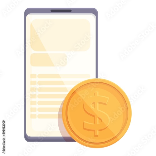 Dollar coin smartphone icon cartoon vector. Strategy profit. Data content