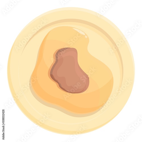 Top view foie gras icon cartoon vector. Duck food. Meat pate