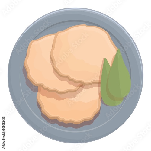 Foie gras plate icon cartoon vector. Food duck. Pate ham