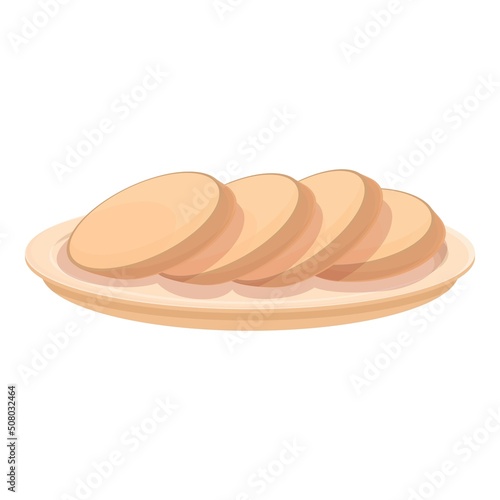 Delicacy foie gras icon cartoon vector. Ham pate. French plate