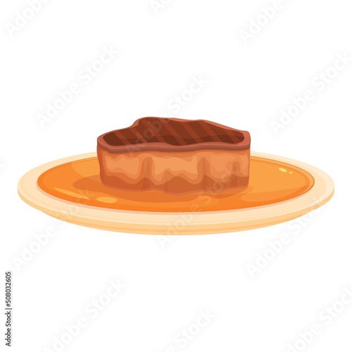 Bbq foie gras icon cartoon vector. French food. Pate ham