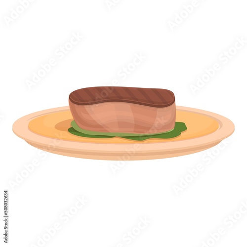 Cooking foie gras icon cartoon vector. Meat pate. Ham gastronomy