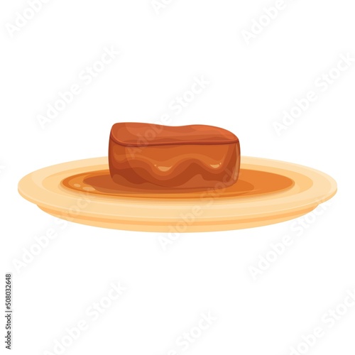 Dish foie gras icon cartoon vector. French food. Meat fat