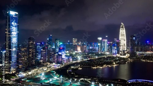 Wallpaper Mural time lapse aerial view of modern cityscape of midtown of shenzhen at night
 Torontodigital.ca