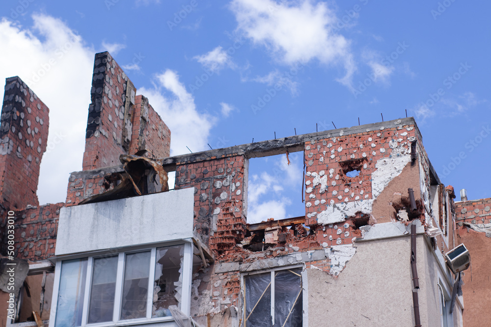 2022 Russian invasion in Ukraine. bombed building destroyed home ...