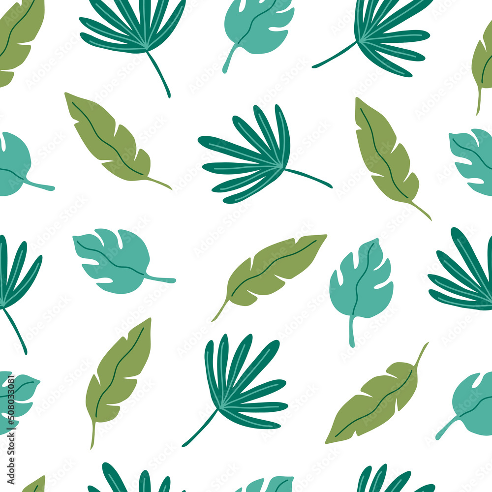 banana palm tropical leaf seamless paattern. palm leaves. branch exotic plant. jungle and rainforest. Vector cartoon flat illustration isolated on white background. banana palm tropical leaf seamless paattern. palm leaves. branch exotic plant. jungle and rainforest. Vector cartoon flat illustration isolated on white background.