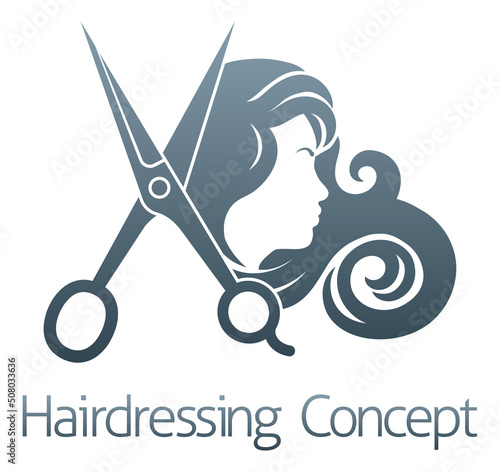 Woman Silhouette Hairdresser Hair Salon Icon photo