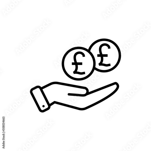 British Pound Coin Payment vector icon. Style is flat black symbol, rounded angles, white background.