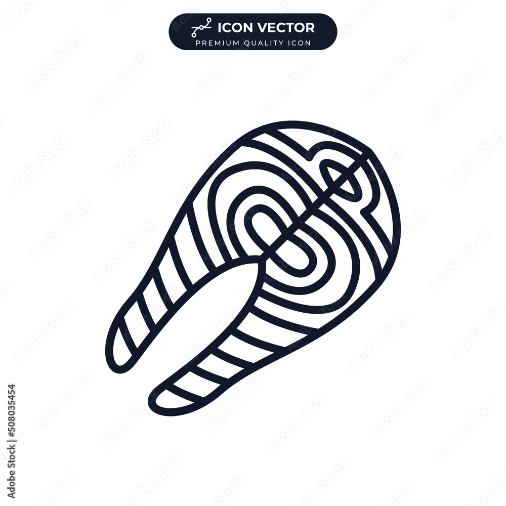 Salmon steak red fish icon symbol template for graphic and web design collection logo vector illustration Salmon steak red fish icon symbol template for graphic and web design collection logo vector illustration