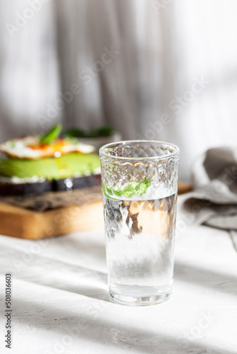 Glass of water for healthy breakfast
