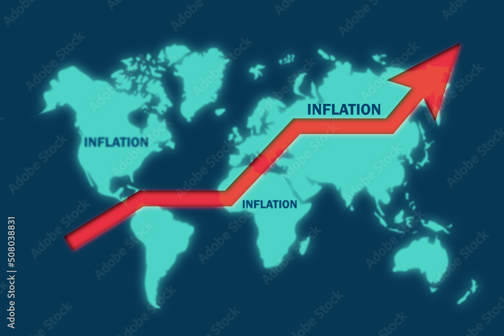 Global Inflationary background in the world due to the war in Ukraine. rising inflation worldwide background concept