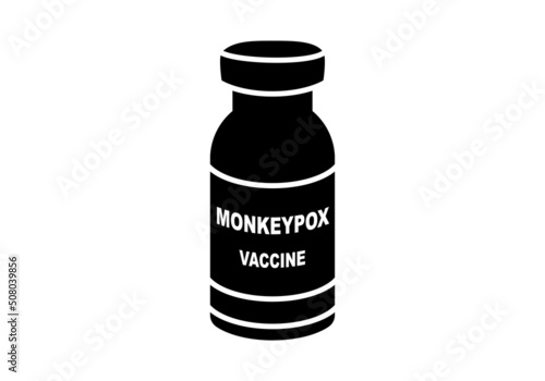 Vial de la vacuna de la viruela del mono con trazo blanco y relleno negro