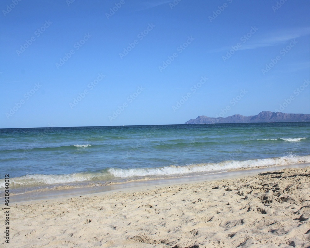 Bay of Alcudia with small waves, Majorca, Spain - Mallorca - Bucht von Alcudia mit kleinen Wellen