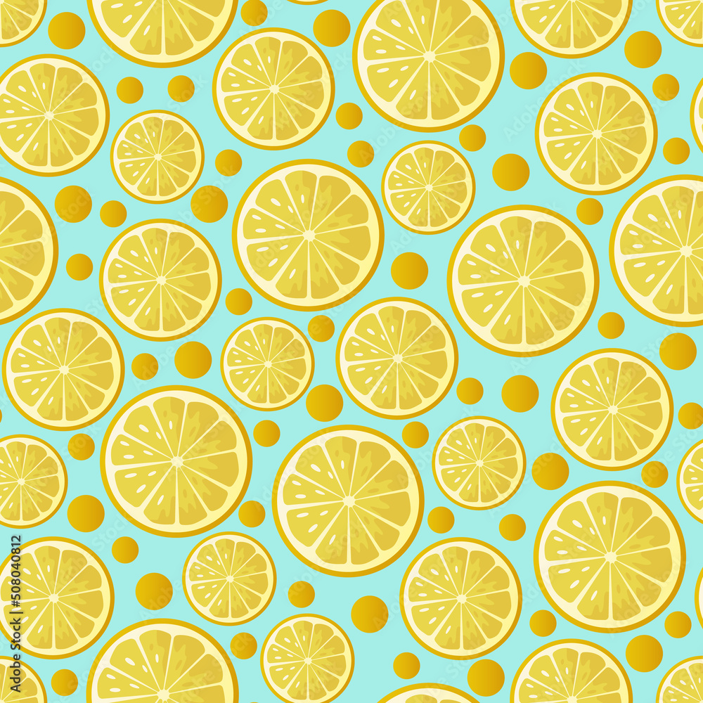 Set of lemon slices on a blue background