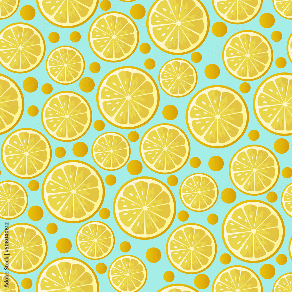 Set of lemon slices on a blue background Set of lemon slices on a blue background
