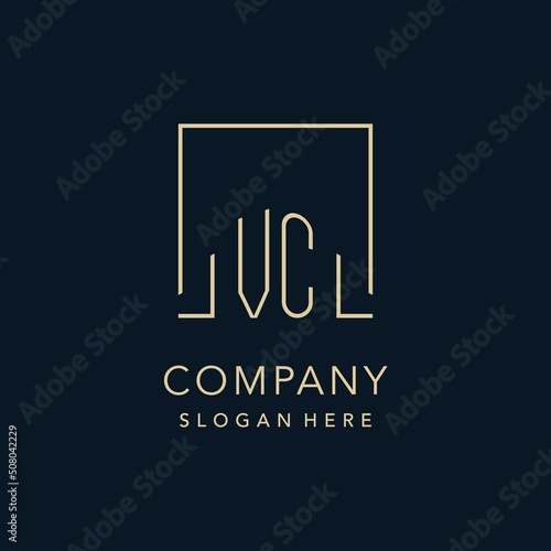 Initials VC logo square lines shape style, classy elegant logo design