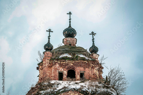 Five-domed Orthodox abandoned church