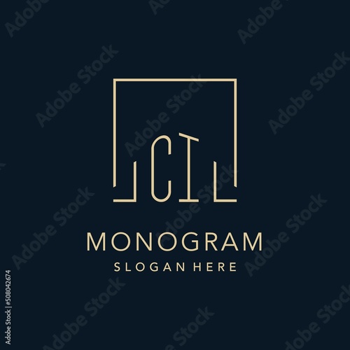 Initials CI logo square lines shape style, classy elegant logo design