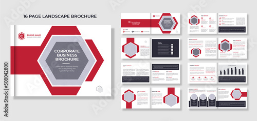 Corporate business landscape bifold brochure design template 
