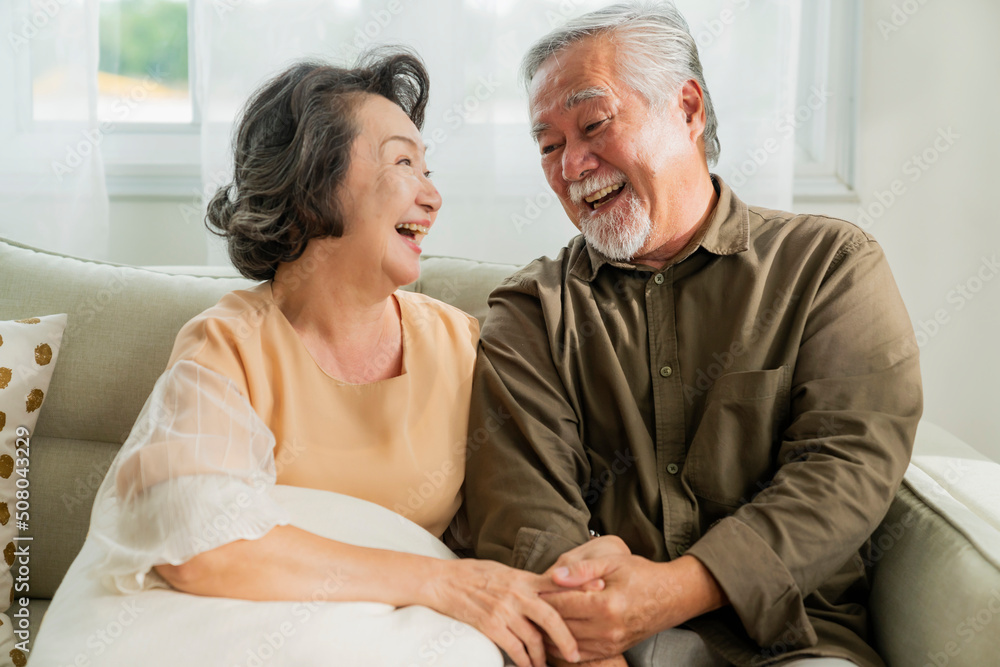 old senior asian retired age marry couple wellness lifesstyle together at home,old people laugh smile together with love and bonding on sofa in living room home interior background old senior asian retired age marry couple wellness lifesstyle together at home,old people laugh smile together with love and bonding on sofa in living room home interior background