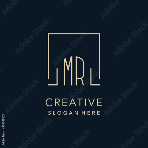 Initials MR logo square lines shape style, classy elegant logo design