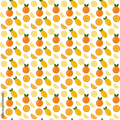 Pattern with orange and leaves. It is a vector