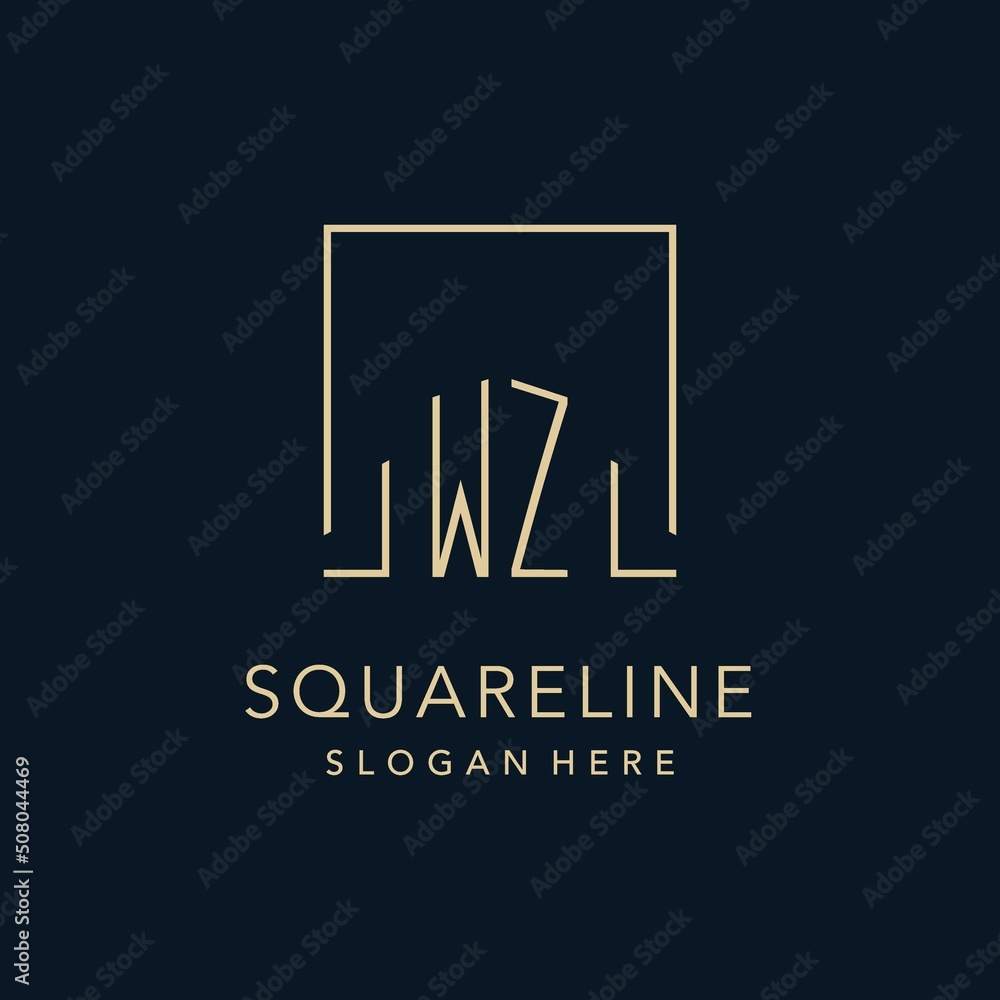 Initials WZ logo square lines shape style, classy elegant logo design ...