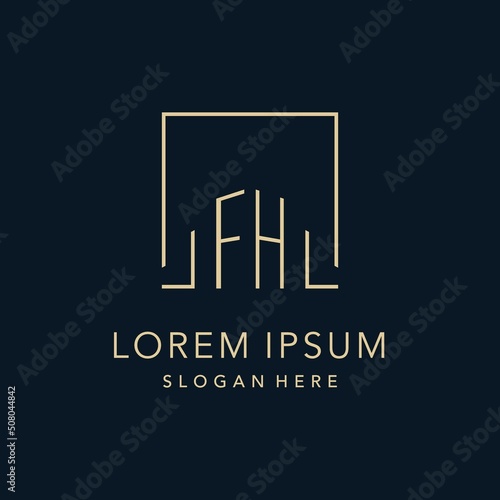 Initials FH logo square lines shape style, classy elegant logo design