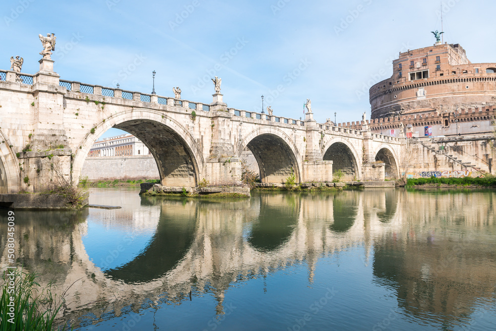 views of sant angelo castle in rome, italy