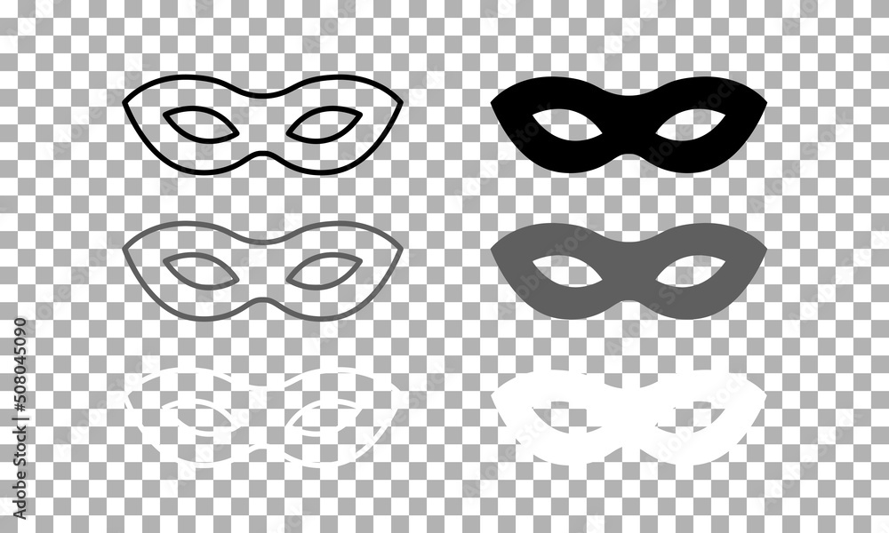 Carnival mask vector black line icons set. Mask illustration isolated sign symbol on transparent. Flat image for: infographic, logo, mobile, app, banner, web design, dev, ui, ux, gui. Vector EPS 10 Carnival mask vector black line icons set. Mask illustration isolated sign symbol on transparent. Flat image for: infographic, logo, mobile, app, banner, web design, dev, ui, ux, gui. Vector EPS 10