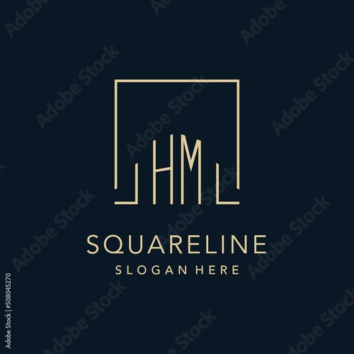 Initials HM logo square lines shape style, classy elegant logo design