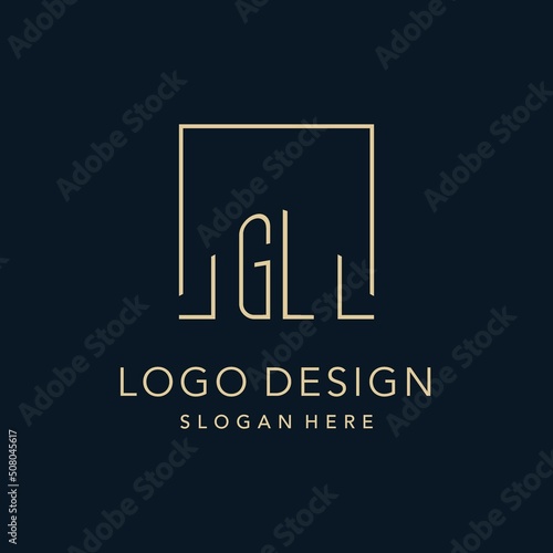 Initials GL logo square lines shape style, classy elegant logo design