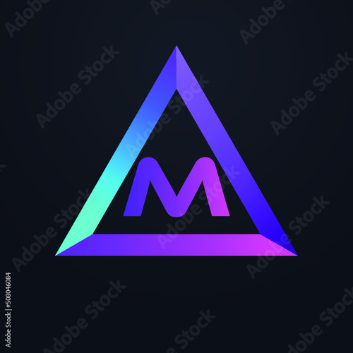 Premium 3D Initial letter M logo, triangle icon design, vector illustration