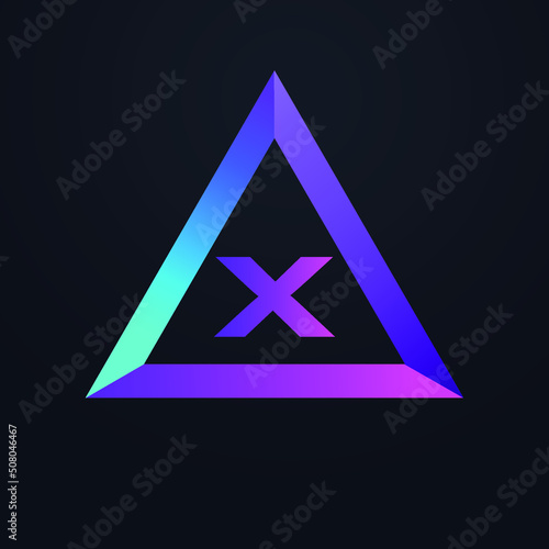 Premium 3D Initial letter X logo, triangle icon design, vector illustration