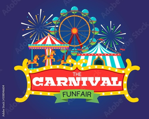 Vector illustration of the carnival funfair