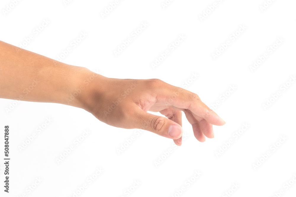 hand empty on white background with a clipping path.