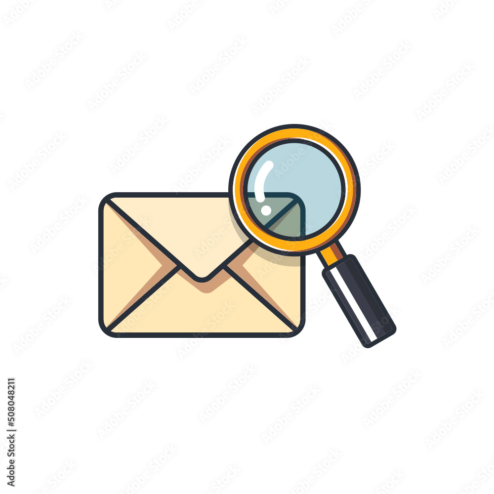 Colored thin icon of mail checking, business and finance concept vector illustration. Colored thin icon of mail checking, business and finance concept vector illustration.