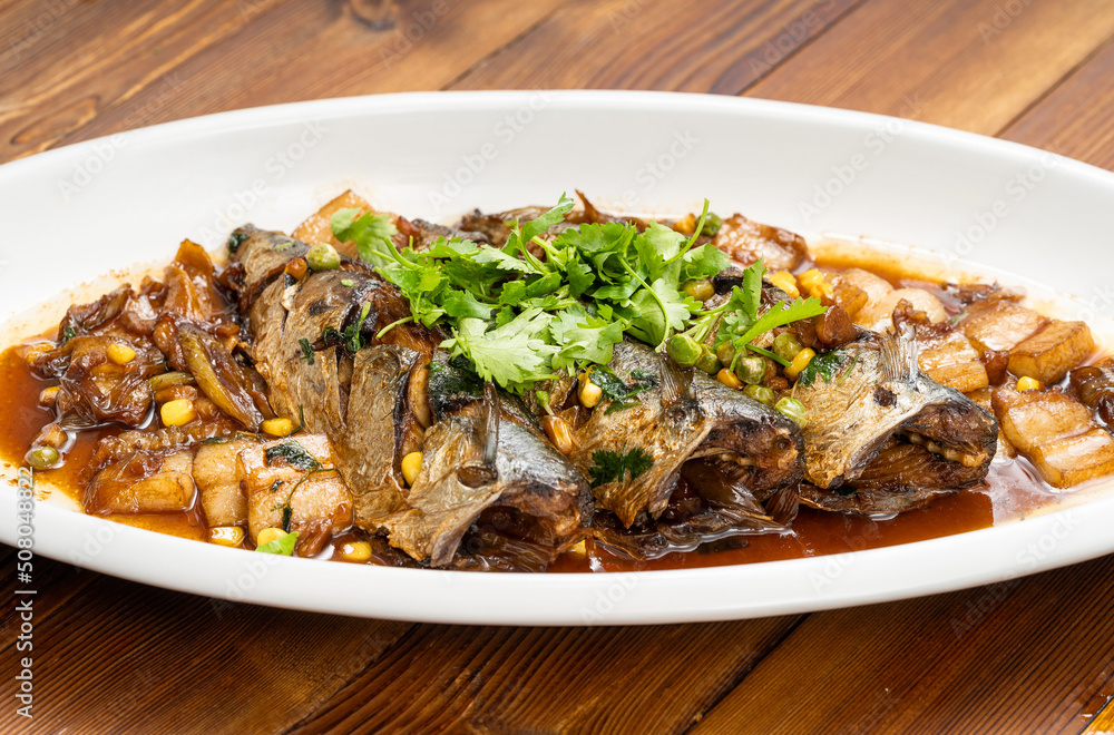 Special Chinese food home-style braised mackerel and ingredients Special Chinese food home-style braised mackerel and ingredients