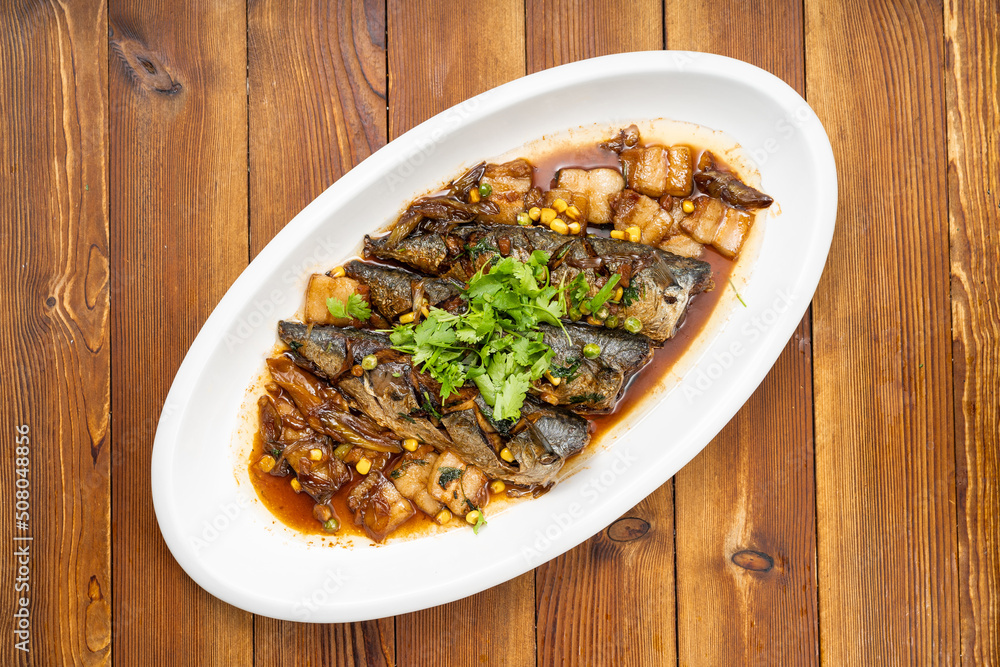 Special Chinese food home-style braised mackerel and ingredients Special Chinese food home-style braised mackerel and ingredients