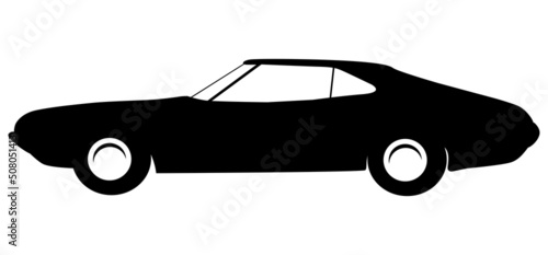 Vintage single silhouette abstract Retro car vehicle urban