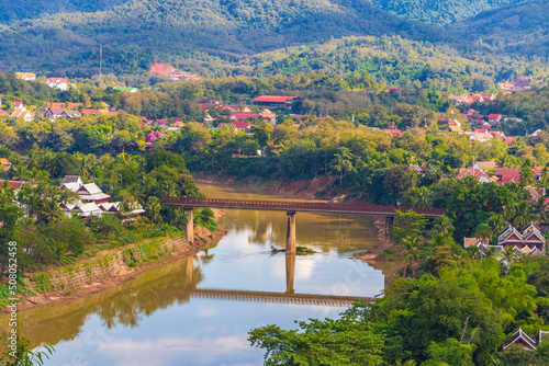 Panorama of the landscape Mekong river and Luang Prabang Laos.
