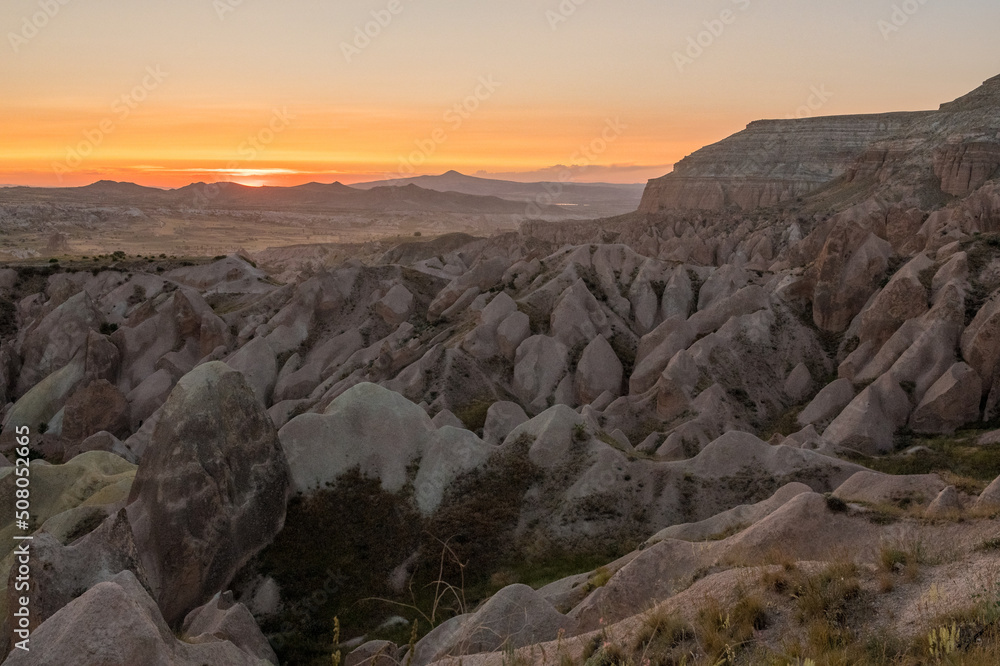 sunset at Panorama Viewpoint in Rose Valley, Cappadocia