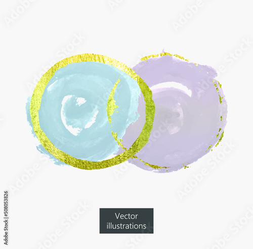 Vector abstract gold, blue and pink stains on light gray background for your design