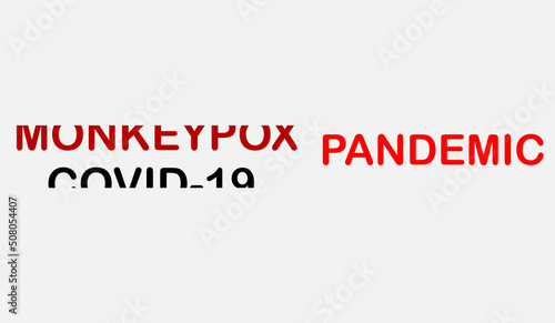 banner covid or monkeypox pandemic. changing the coronavirus pandemic to a smallpox pandemic.