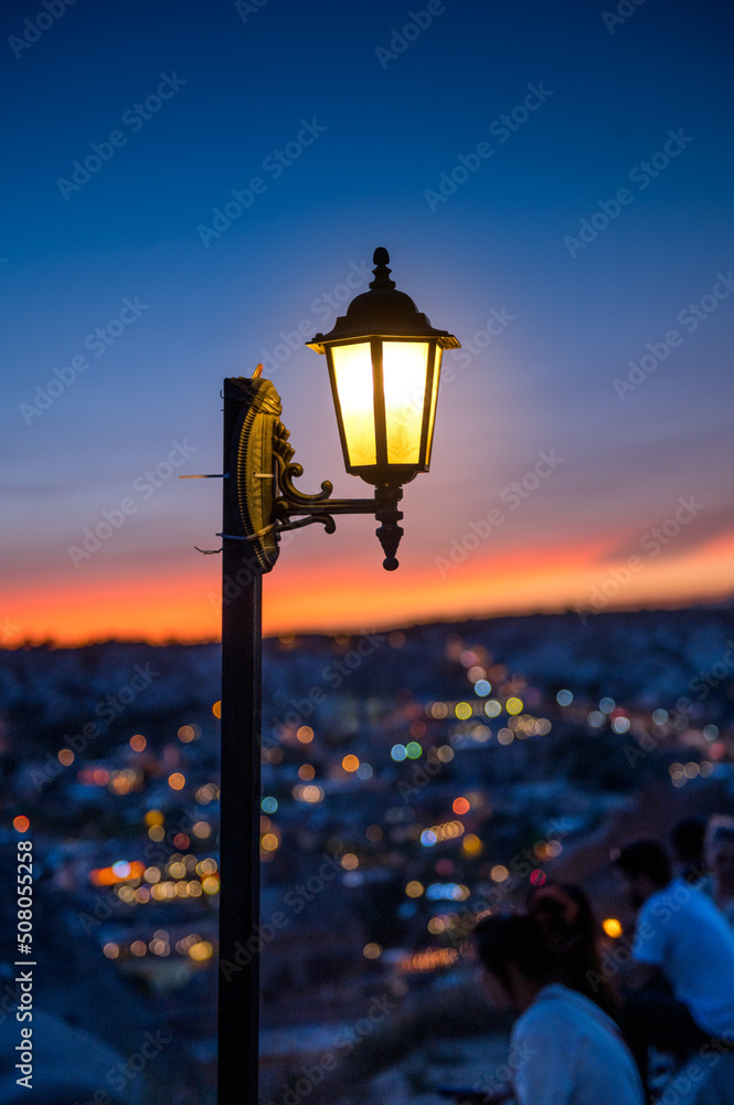 street lantern at dusk in Cappadocia