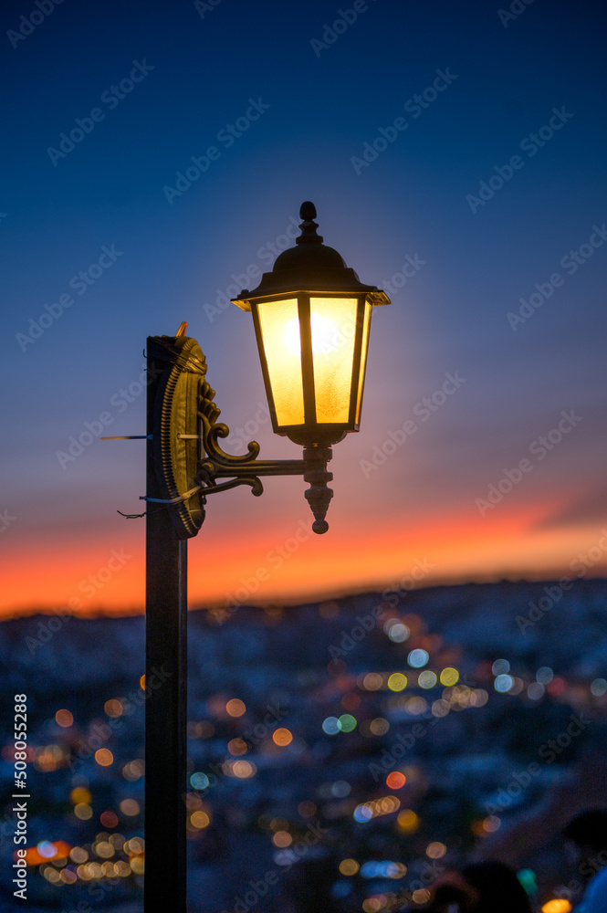 street lantern at dusk in Cappadocia street lantern at dusk in Cappadocia