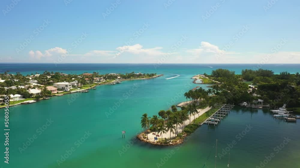 Jupiter, Florida Inlet With Bright Blue Tropical Tater Jupiter, Florida Inlet With Bright Blue Tropical Tater