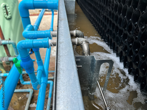Install valves and PVC pipes for water filling the cooling tower system.