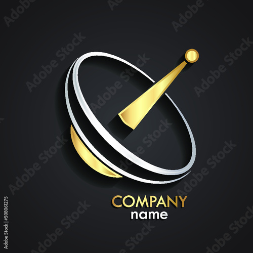 3d gold silver satellite logo